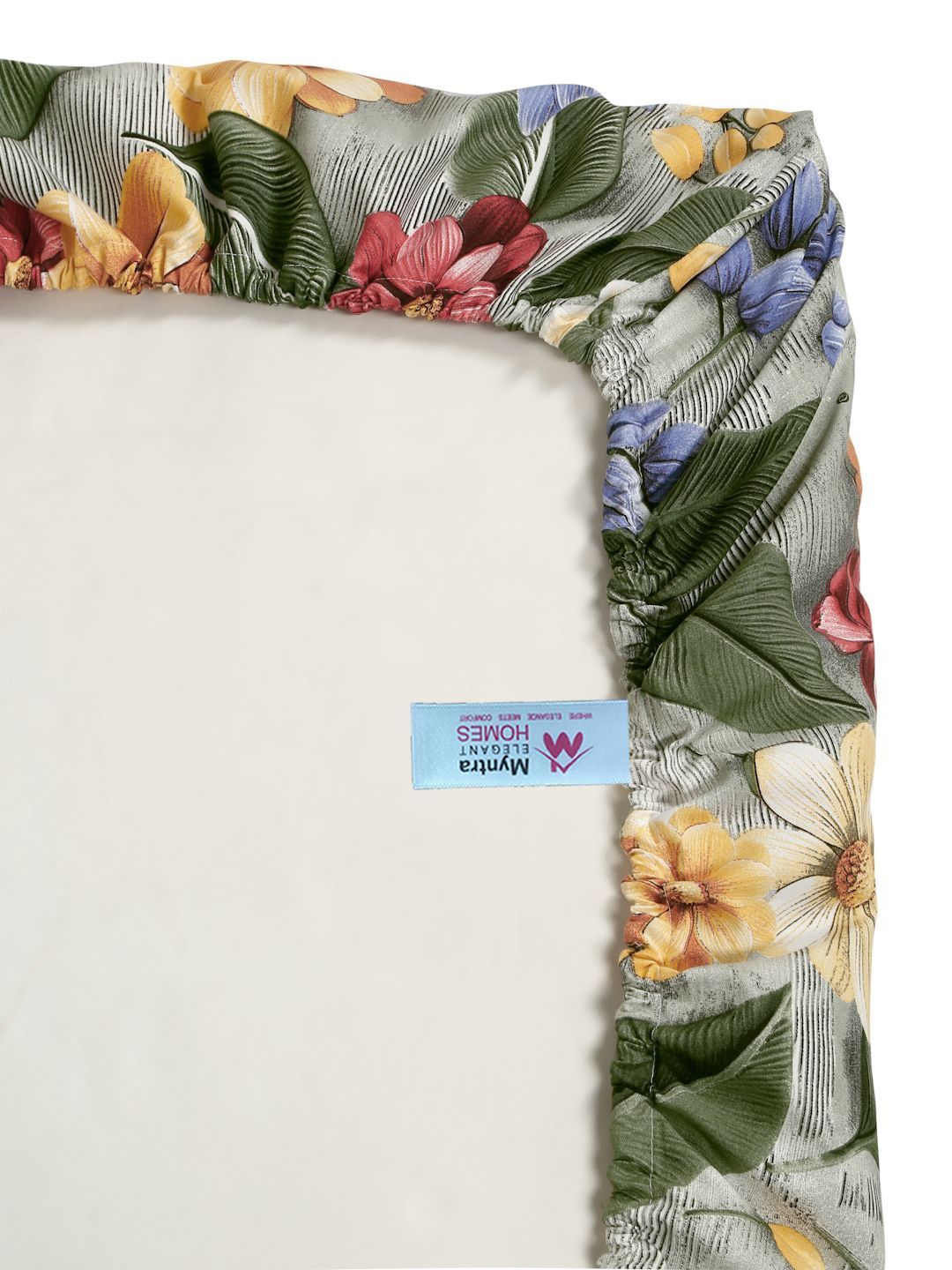 Myntra Elegant Green Floral Printed Fitted 300 TC Single 7D Bedsheet & 1 Pillow Cover
