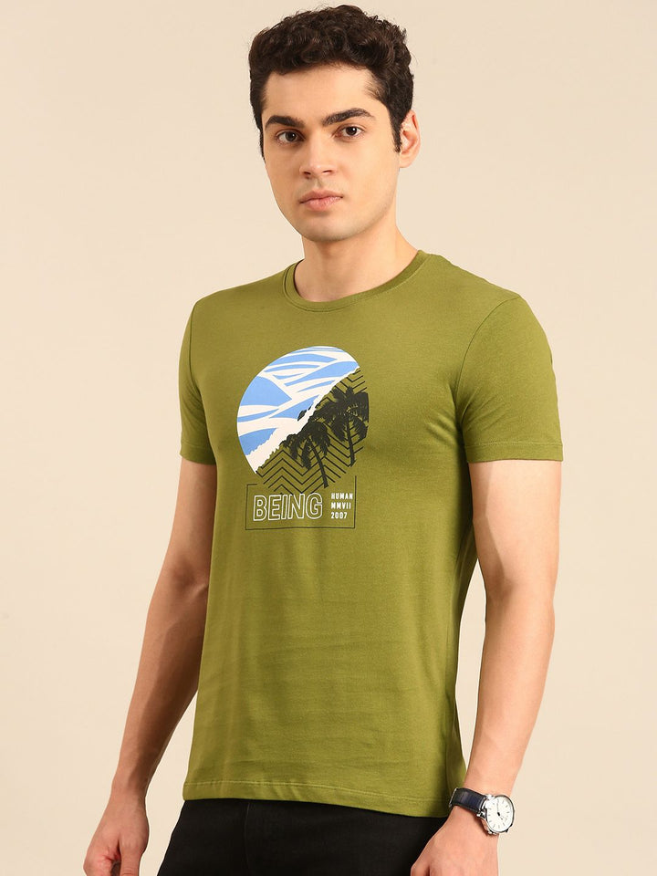 Menjadi T-Shirt Kapas Tulen Bercetak Manusia