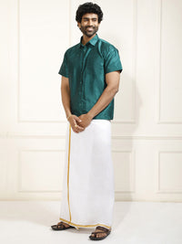 VASTRAMAY Shirt Collar Shirt With Veshti
