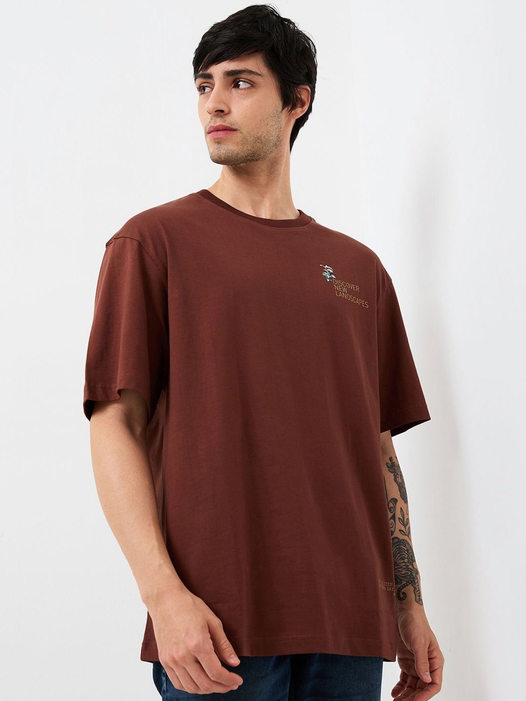 SPYKAR Men Typography Printed Round Neck Cotton Relaxed Fit T-shirt