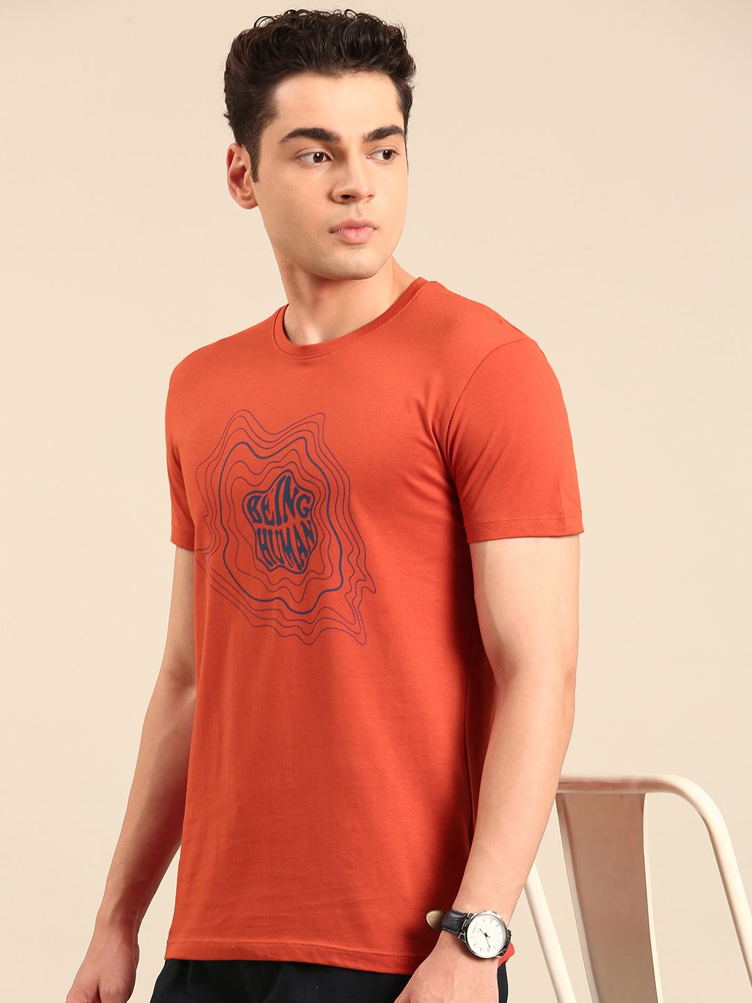 Being Human Typography Printed Pure Cotton T-shirt