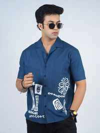 Baju Kasual Kapas Kolar Cuba Bercetak Perbualan Lelaki Eszett