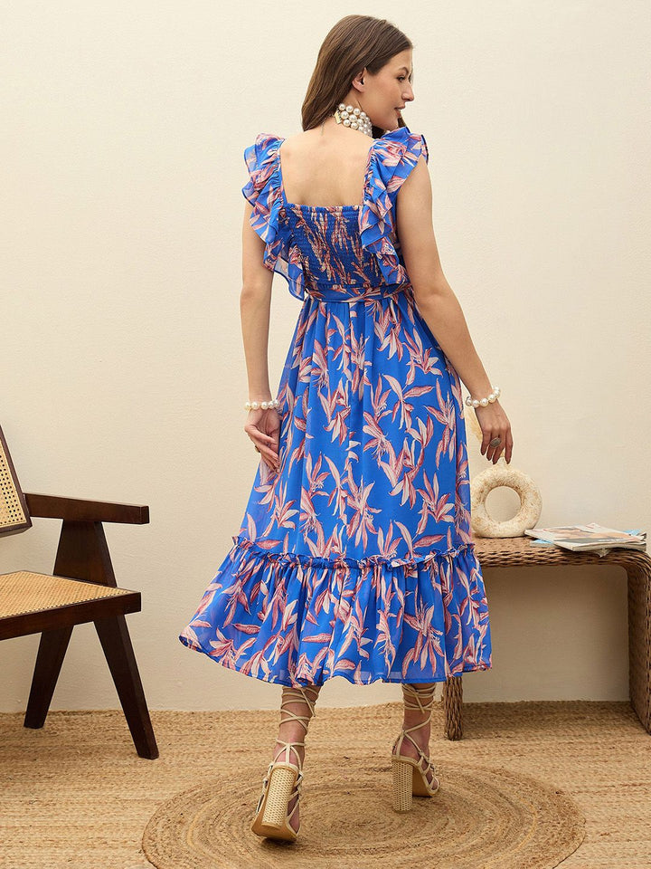 SASSAFRAS Floral Print Georgette Fit & Flare Madi Dress
