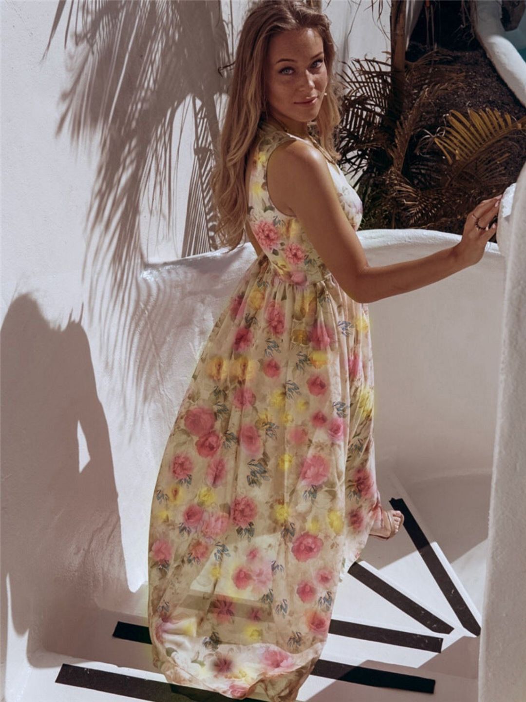 DressBerry Floral Print Fit & Flare Maxi Dress