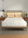 URBAN SPACE Divine Peach Printed 144 TC Cotton Double Queen Bedsheet & 2 Pillow Covers