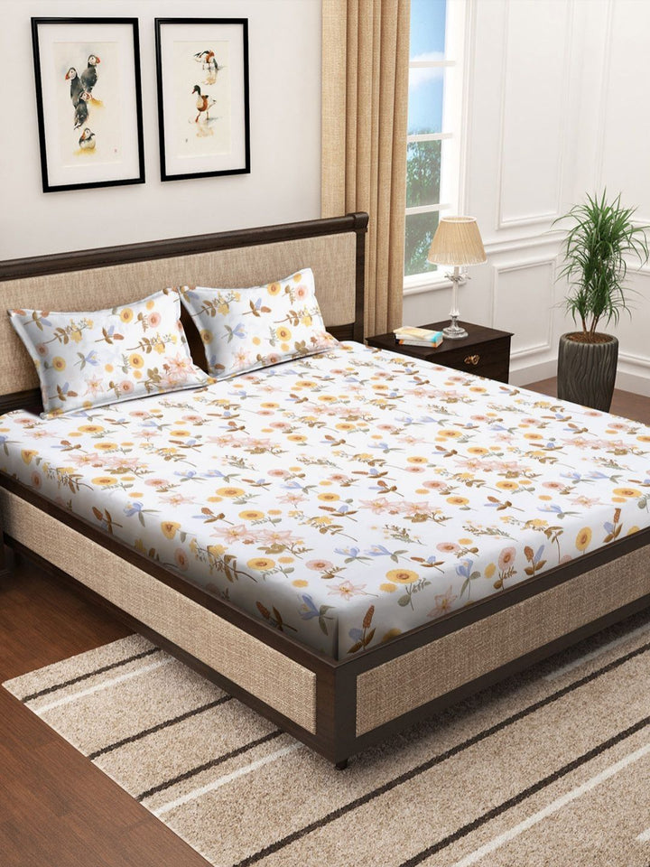 Myntra Elegant Homes White 300 TC Dilengkapi Cadar King dengan 2 Sarung Bantal-250X220 cm
