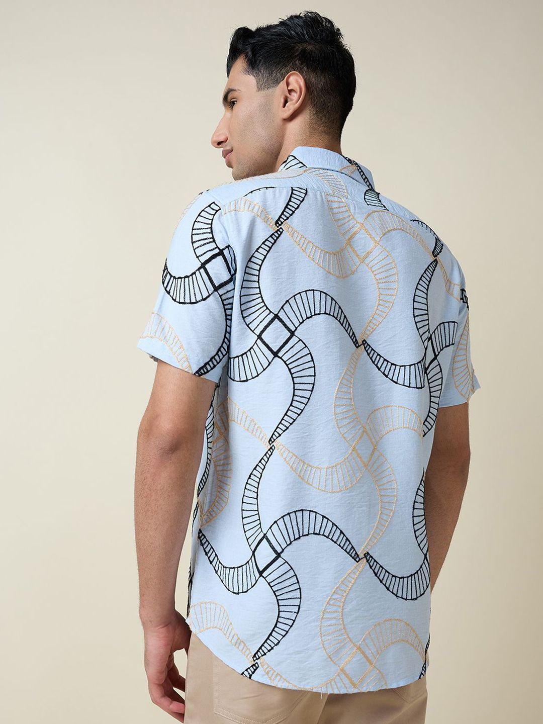 Thomas Scott Men Embroidered Regular Fit Casual Shirt