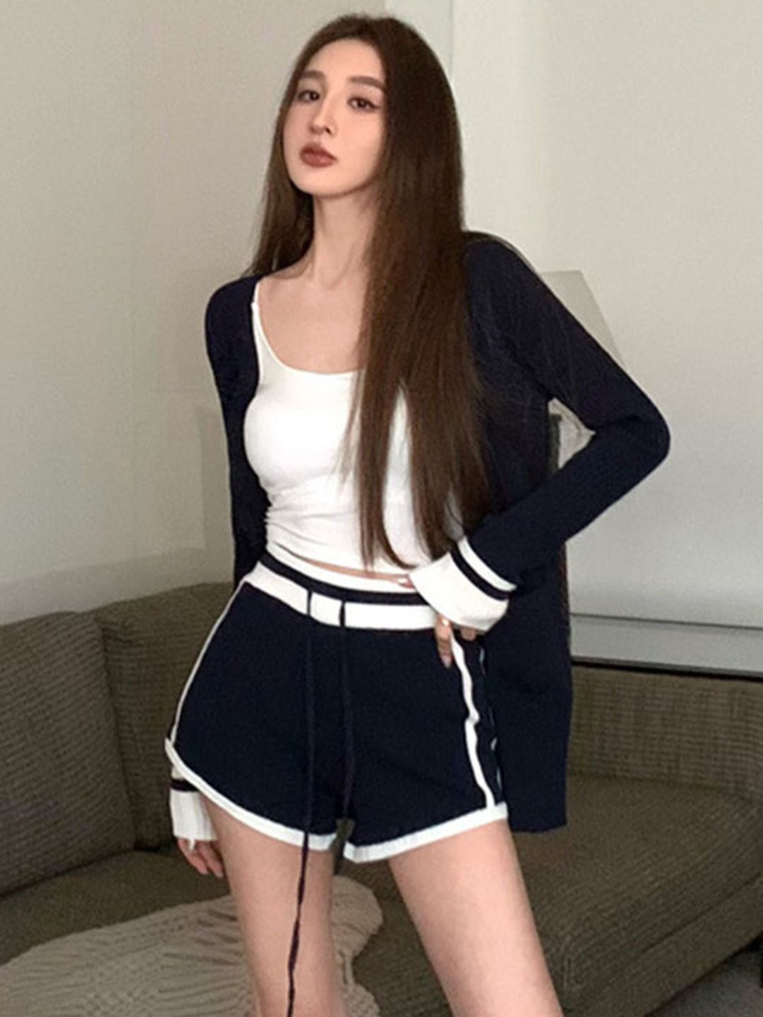DressBerry Round Neck top and shrug With Shorts Co-Ords