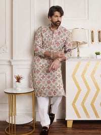 SOJANYA Ethnic Motifs Printed Mandarin Collar Kurta With Pyjamas