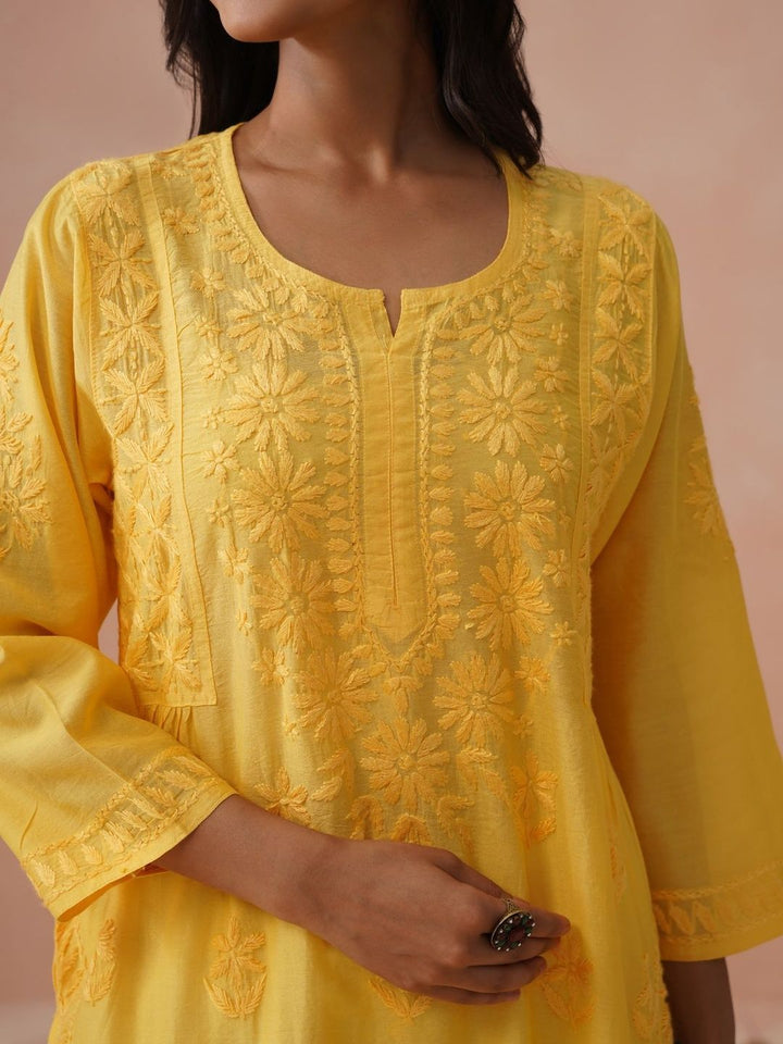 Rumah Wanita Chikankari Kurta Chikankari Sulaman Bunga