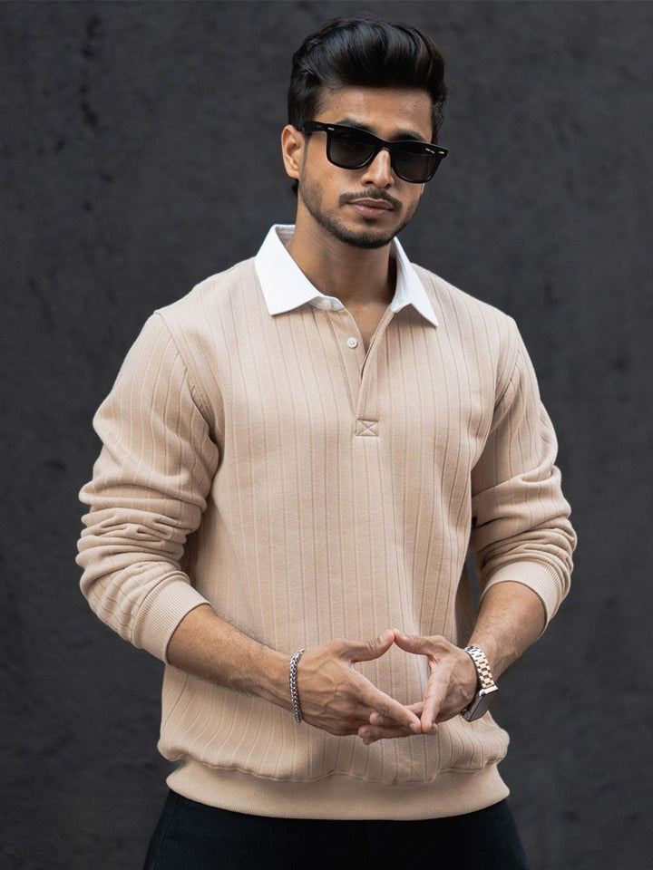 Powerlook Men Polo Collar Sweatshirt