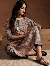 Libas Women Paisley Printed Regular Pure Cotton Kurta with Trousers