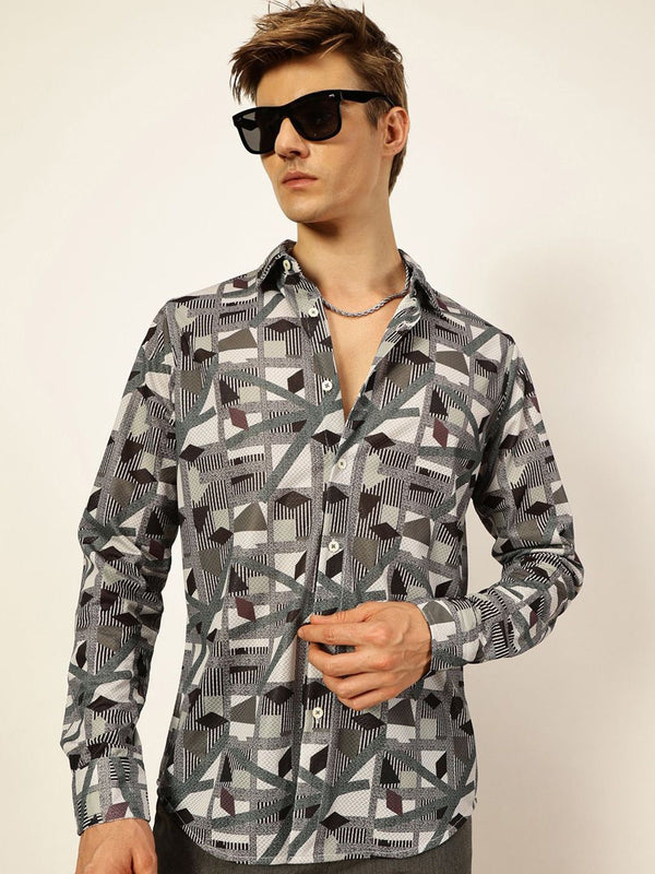 Thomas Scott Men Premium Slim Fit Opaque Printed Casual Shirt