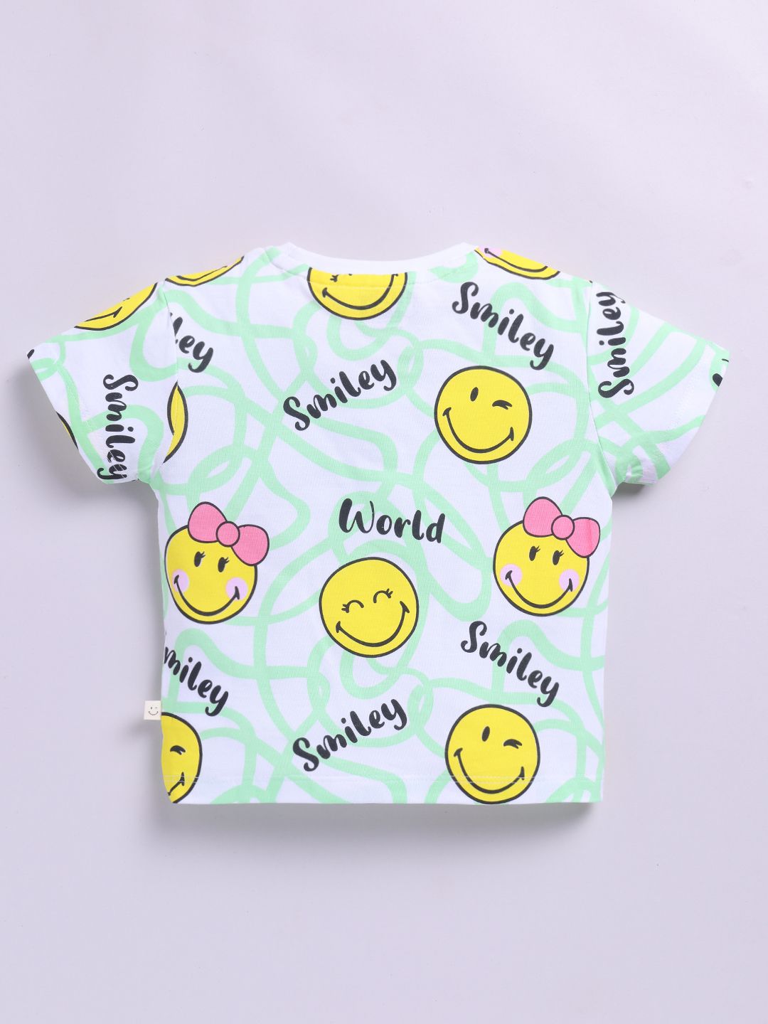 Happy Faces Kids Girls Smiley Printed Pure Cotton T-Shirt