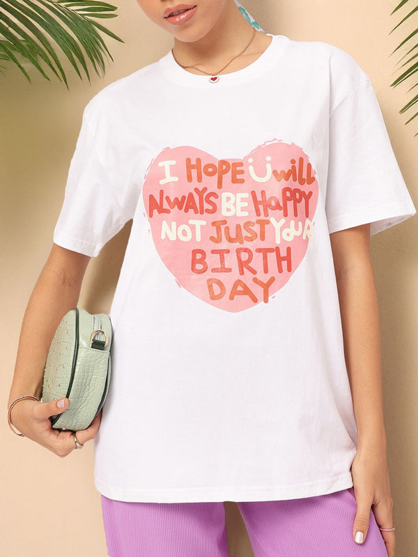 DressBerry Heartfelt Hues Typography Print T-shirt