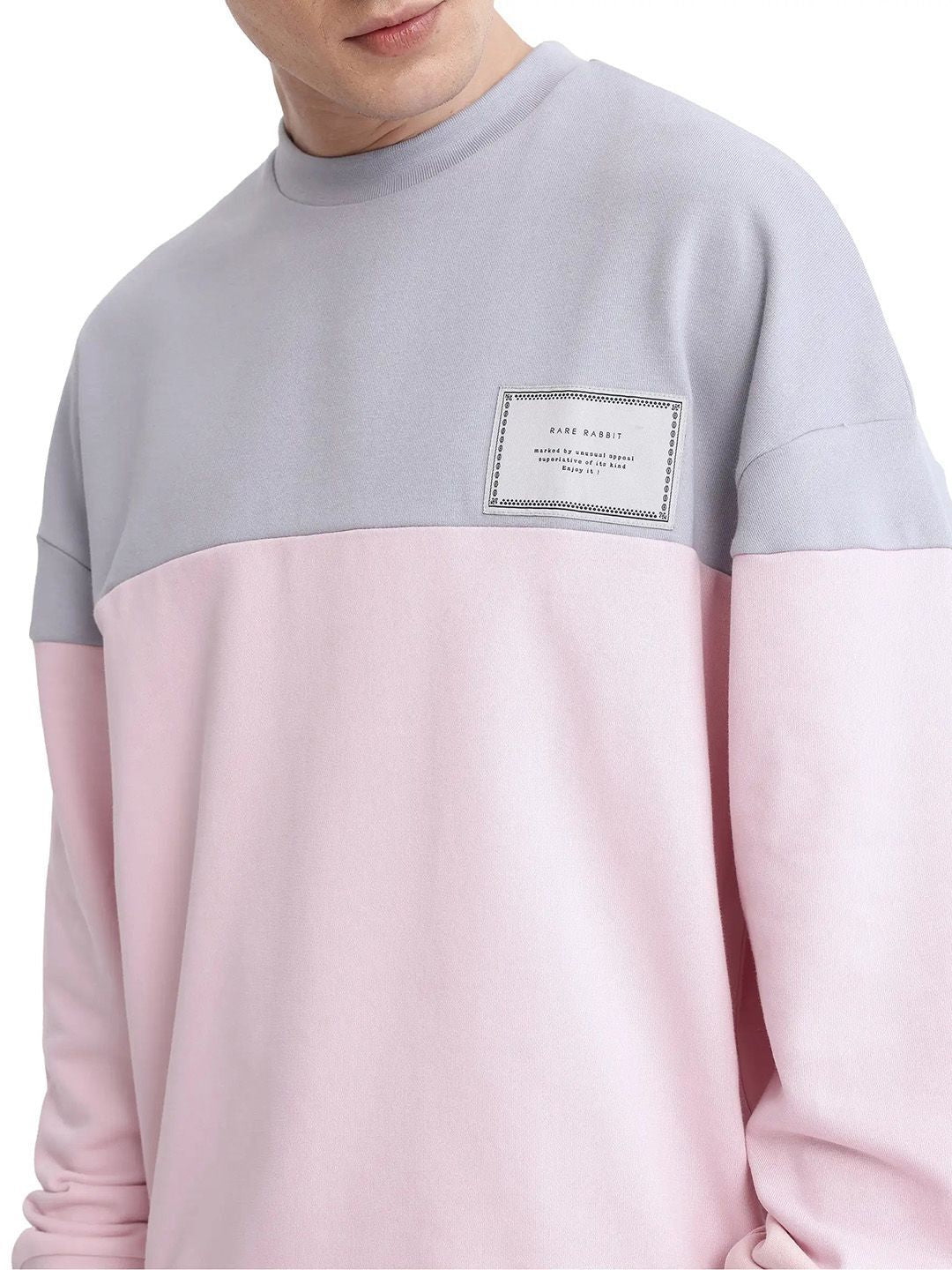 RARE RABBIT Men Colourblocked Printed Sweatshirt