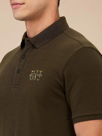 Being Human Men Self Design Polo Collar T-shirt