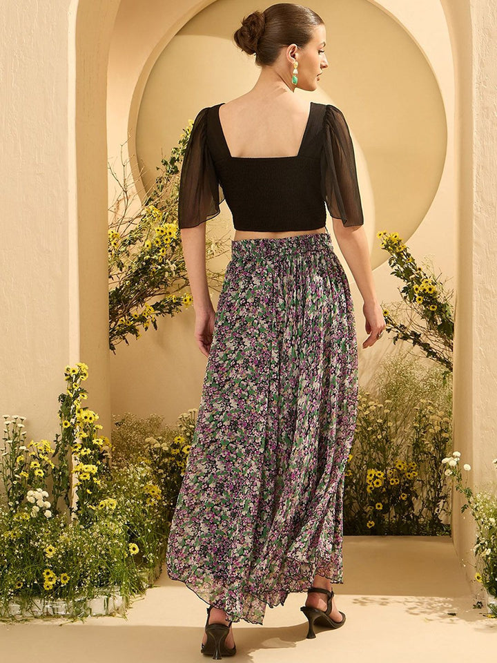 Antheaa Embellished Round Neck Top With Palazzo