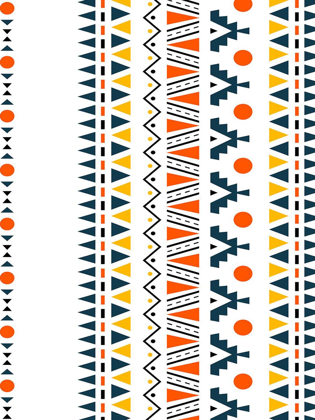 URBAN SPACE Orange & White 3 Pieces Geometric Printed Cotton Square Cushion Covers