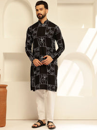 SOJANYA Bunga Sulam Kolar Mandarin Benang Kerja Cotton Silk Kurta Lurus