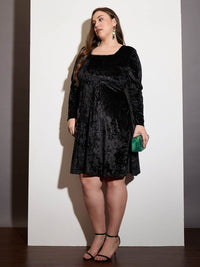 SASSAFRAS Curve Women Square Neck Embellished Velvet Fit & Flare Dress