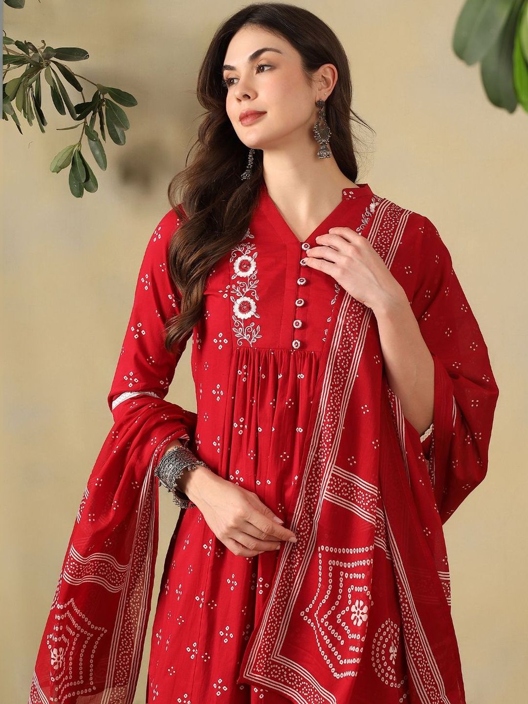 Mamicha Women Ethnic Motifs Printed Regular Pure Cotton Kurta with Trousers & With Dupatta