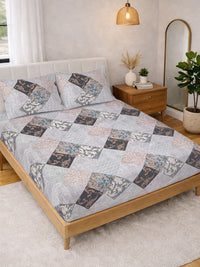 Myntra Elegant Homes Berbilang Warna Geometrik 300 TC Cadar Katil King dengan 2 Sarung Bantal