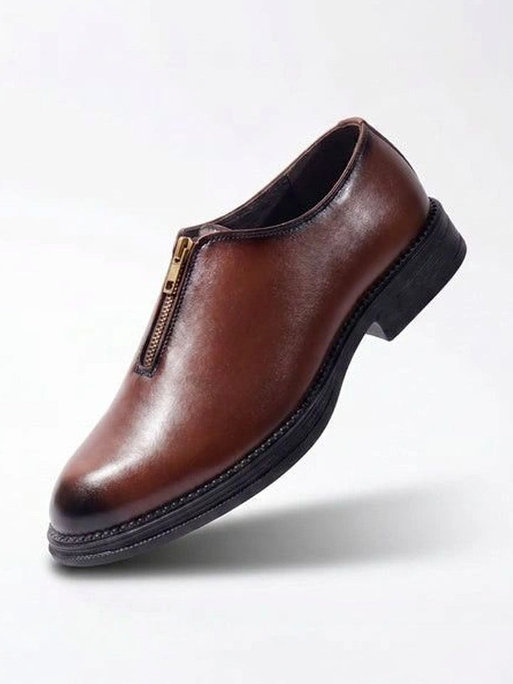 MONKSTORY Brown Atelier 1937 Zip Up Oxford Slip-Ons