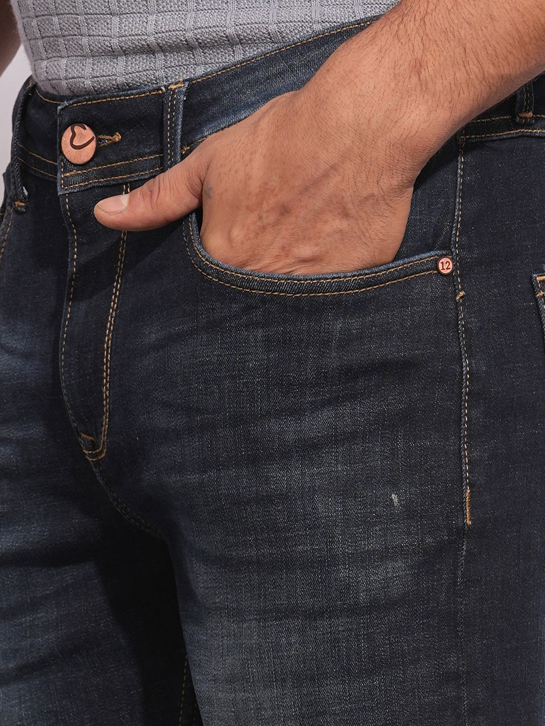 Being Human Men Classic Mildly Distressed Heavy Fade Stretchable Jeans