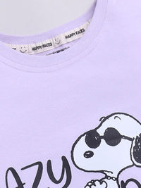 Happy Faces Girls Snoopy Dog Printed Pure Cotton Longline T-shirt