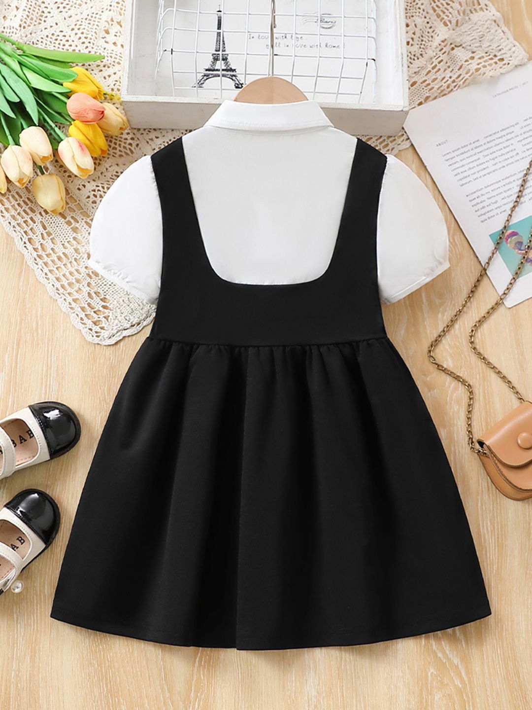 YK Girls Solid Fit & Flare Dress