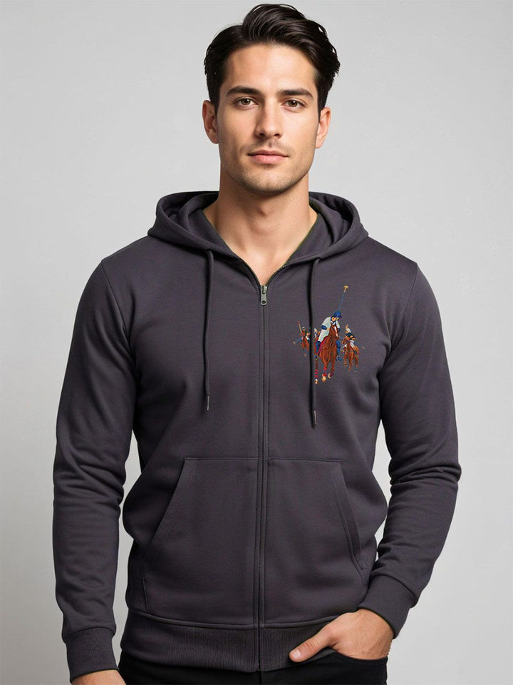 ADRO Men Printed Hooded Cotton Sweatshirt