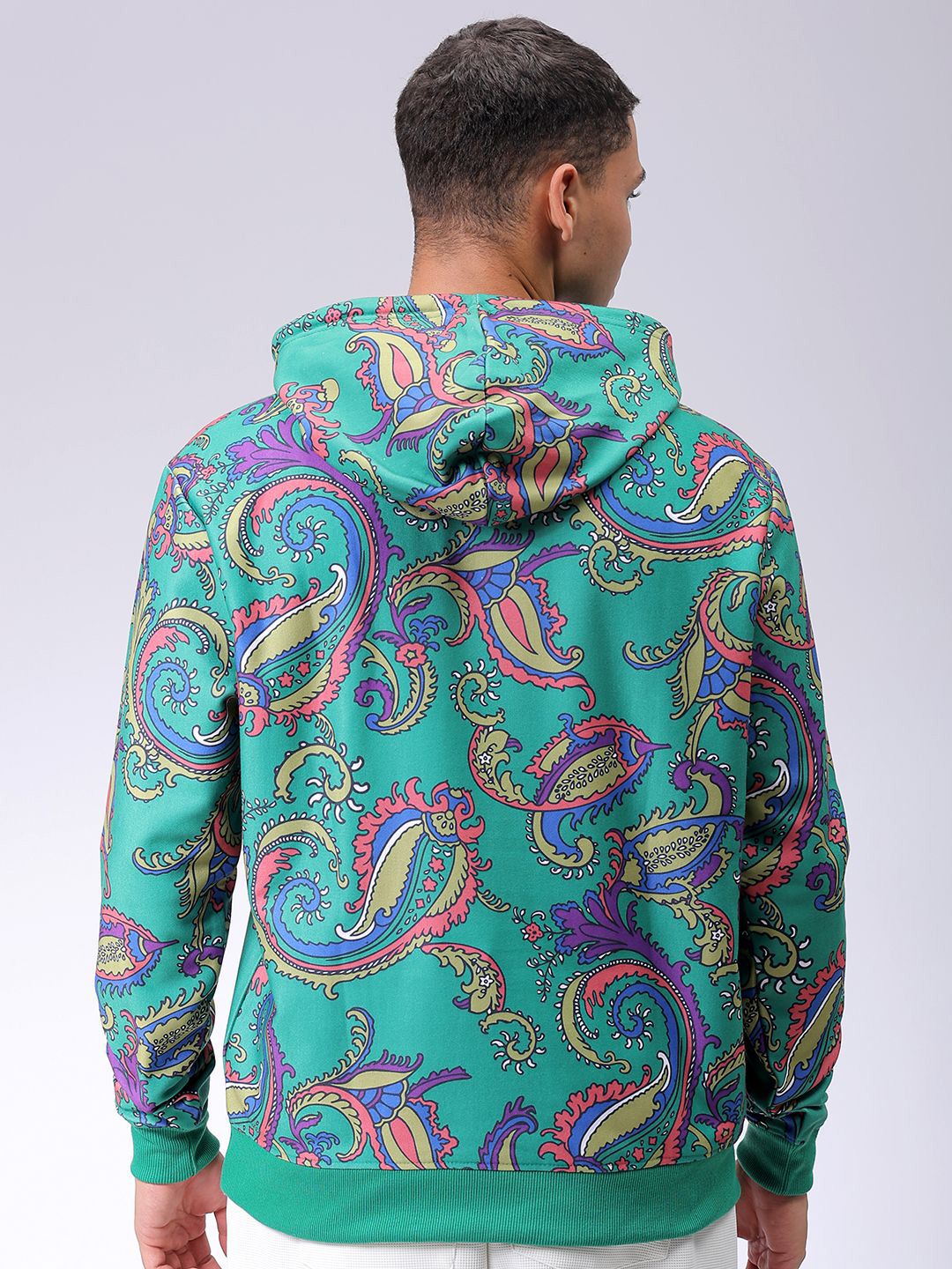 The Indian Garage Co Men Long Sleeves Abstract Printed Hooded Sweatshirt