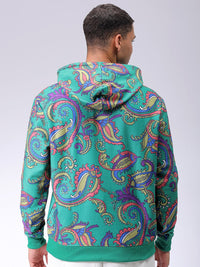The Indian Garage Co Men Long Sleeves Abstract Printed Hooded Sweatshirt
