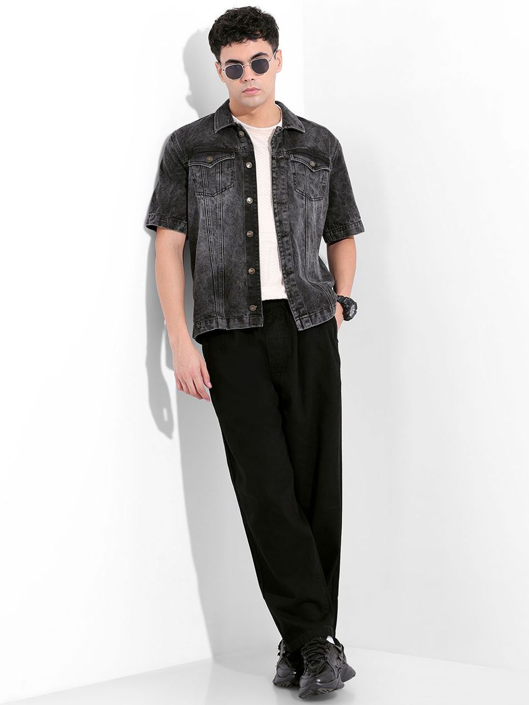 The Indian Garage Co. Men Pure Cotton Wide Leg Mid-Rise Jeans
