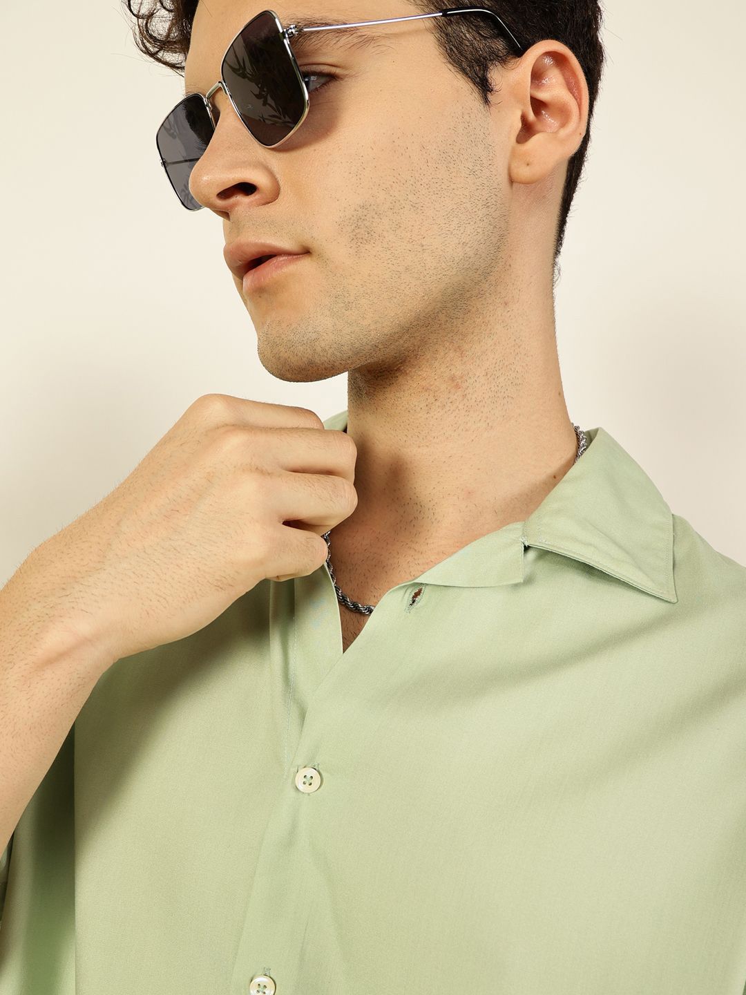 Thomas Scott Men Premium Cuban Collar Solid Oversized Casual Shirt