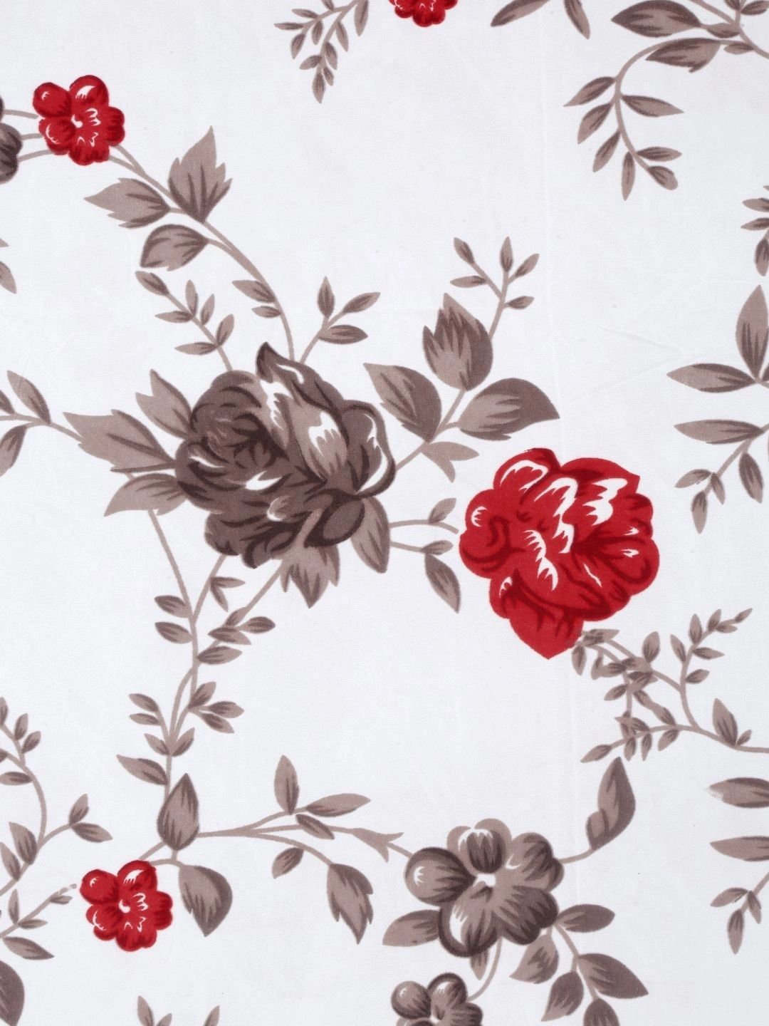 Myntra Elegant Homes White & Red Floral 300 TC Single Bedsheet with 1 Pillow Covers