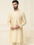 SOJANYA Self Design Band Collar Dupion Silk Straight Kurta
