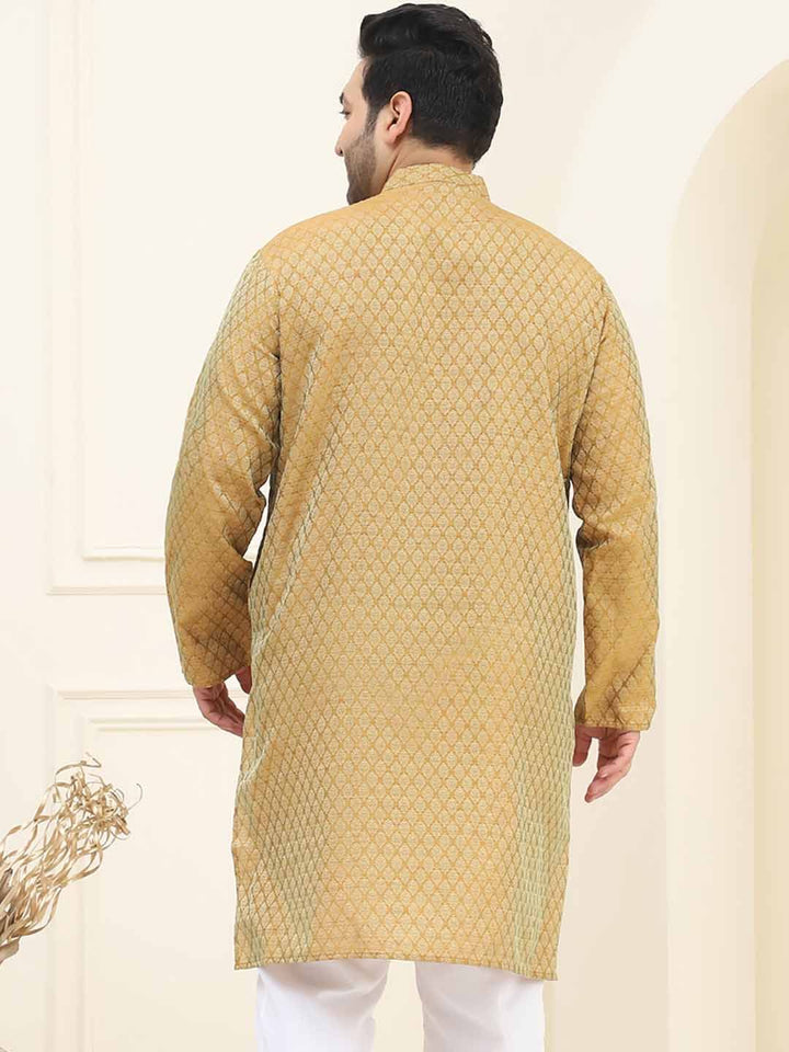 SOJANYA PLUS Ethnic Motifs Woven Design Band Collar Straight Kurta