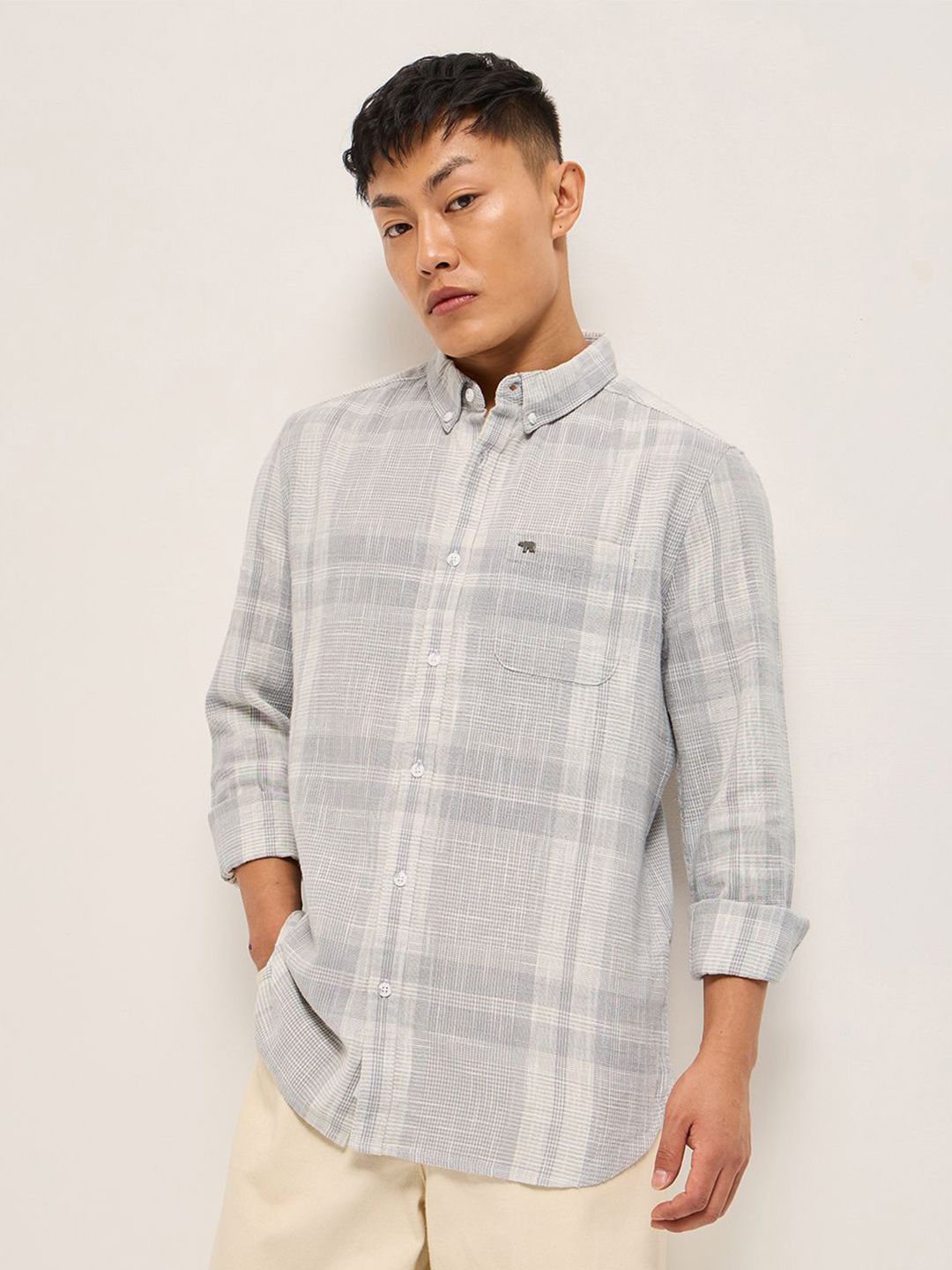 THE BEAR HOUSE Men Slim Fit Opaque Checked Casual Shirt