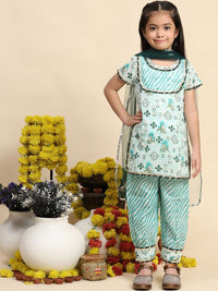 Cutiekins Girls Ethnic Motifs Printed Straight Kurta With Salwar & Dupatta