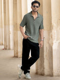 Powerlook Men Polo Collar Drop-Shoulder Sleeves T-shirt