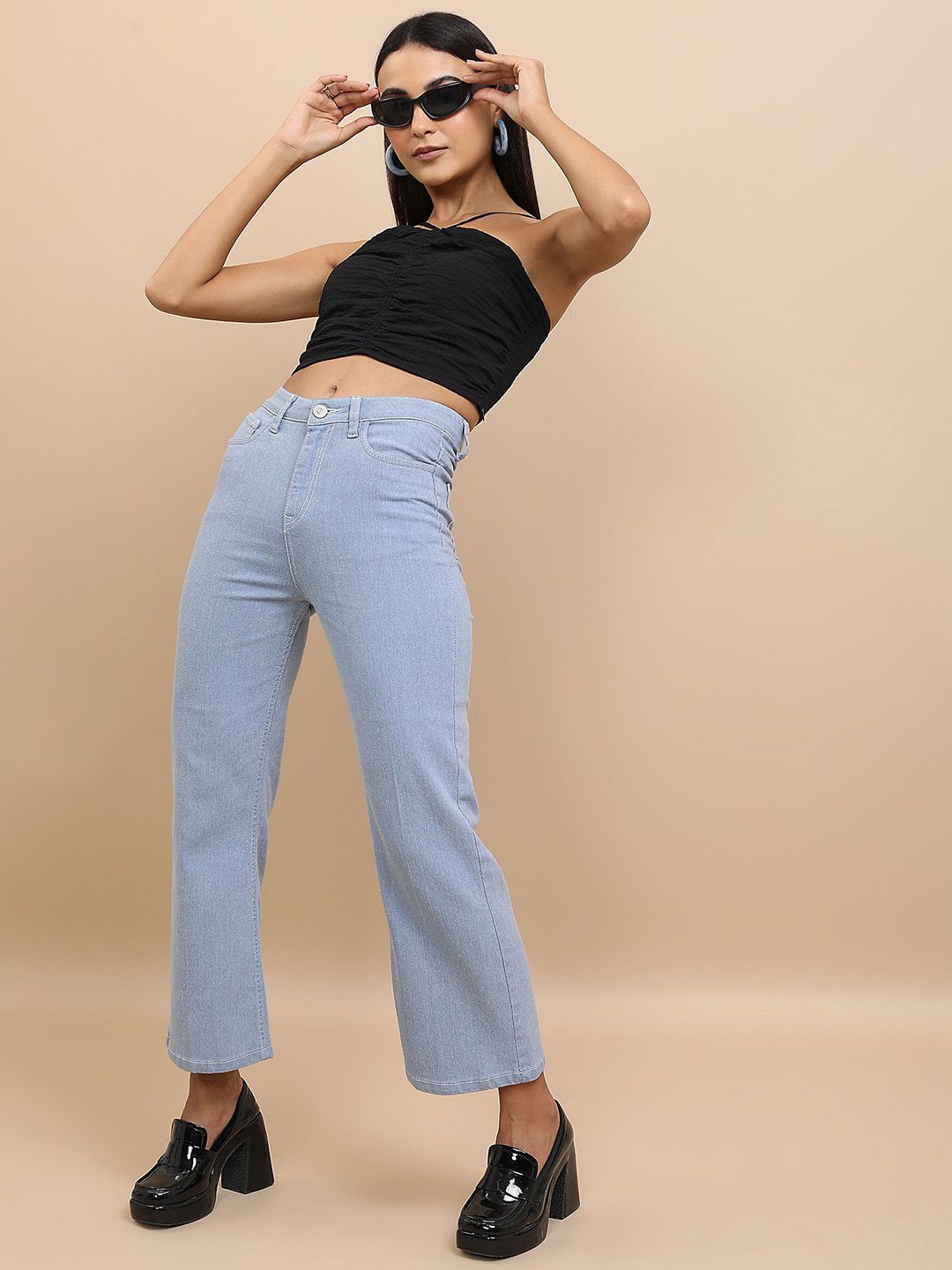 Tokyo Talkies Women Flared Mid-Rise Stretchable Jeans