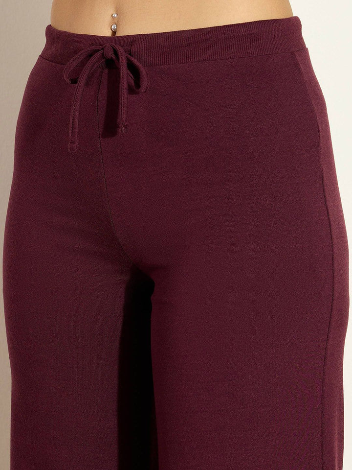 SASSAFRAS Women Wide Leg Solid Cotton Track Pants