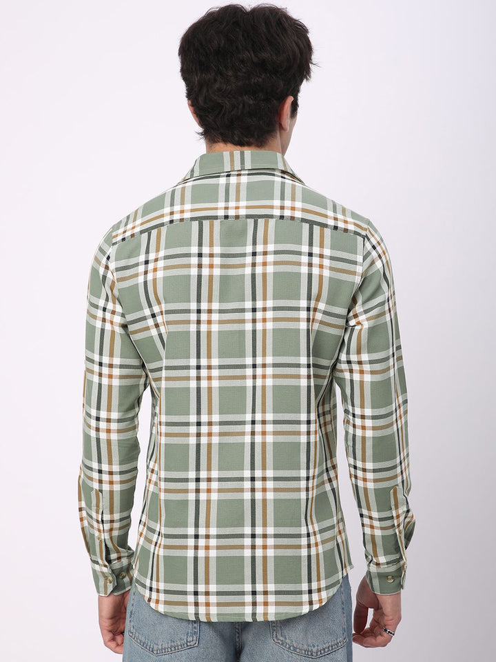 VASTRADO Classic Slim Fit Opaque Checked Pure Cotton Casual Shirt