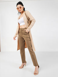 SASSAFRAS Women Beige Mid-Rise Tapered Fit Trousers