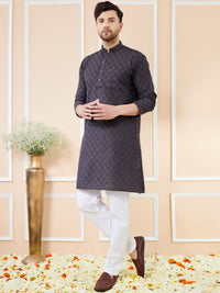 See Designs Ethnic Motifs Woven Design Long Sleeves Straight Kurta & Pyjama