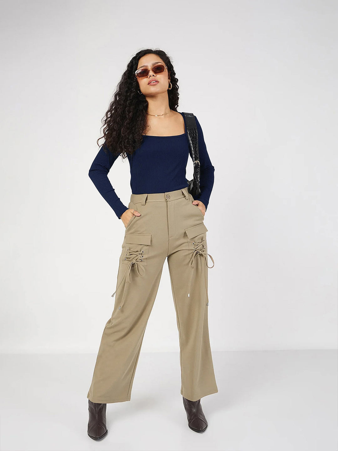 SASSAFRAS Women Square Neck Ribbed Regular Top