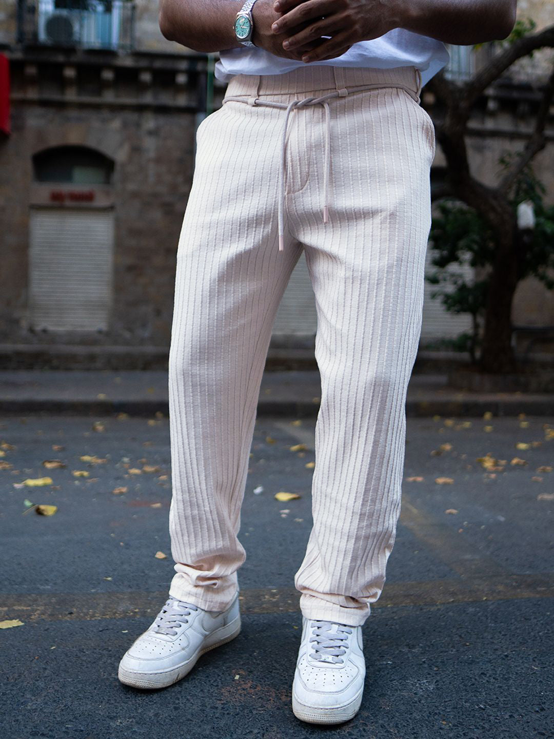 Powerlook Men Light Fawn Crushed Regular Fit Track Pant