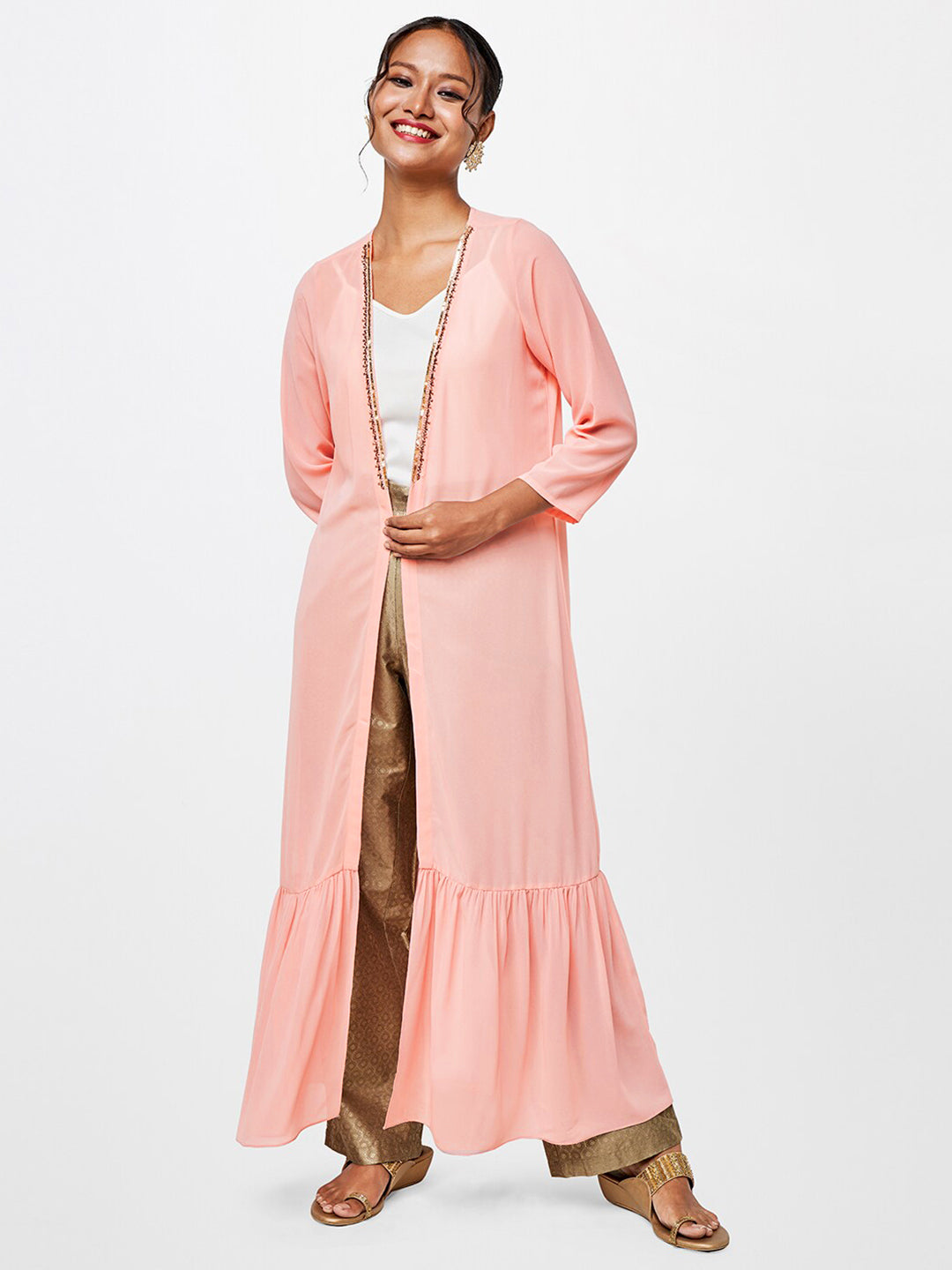 Global Desi Women Open Front Longline Shrug